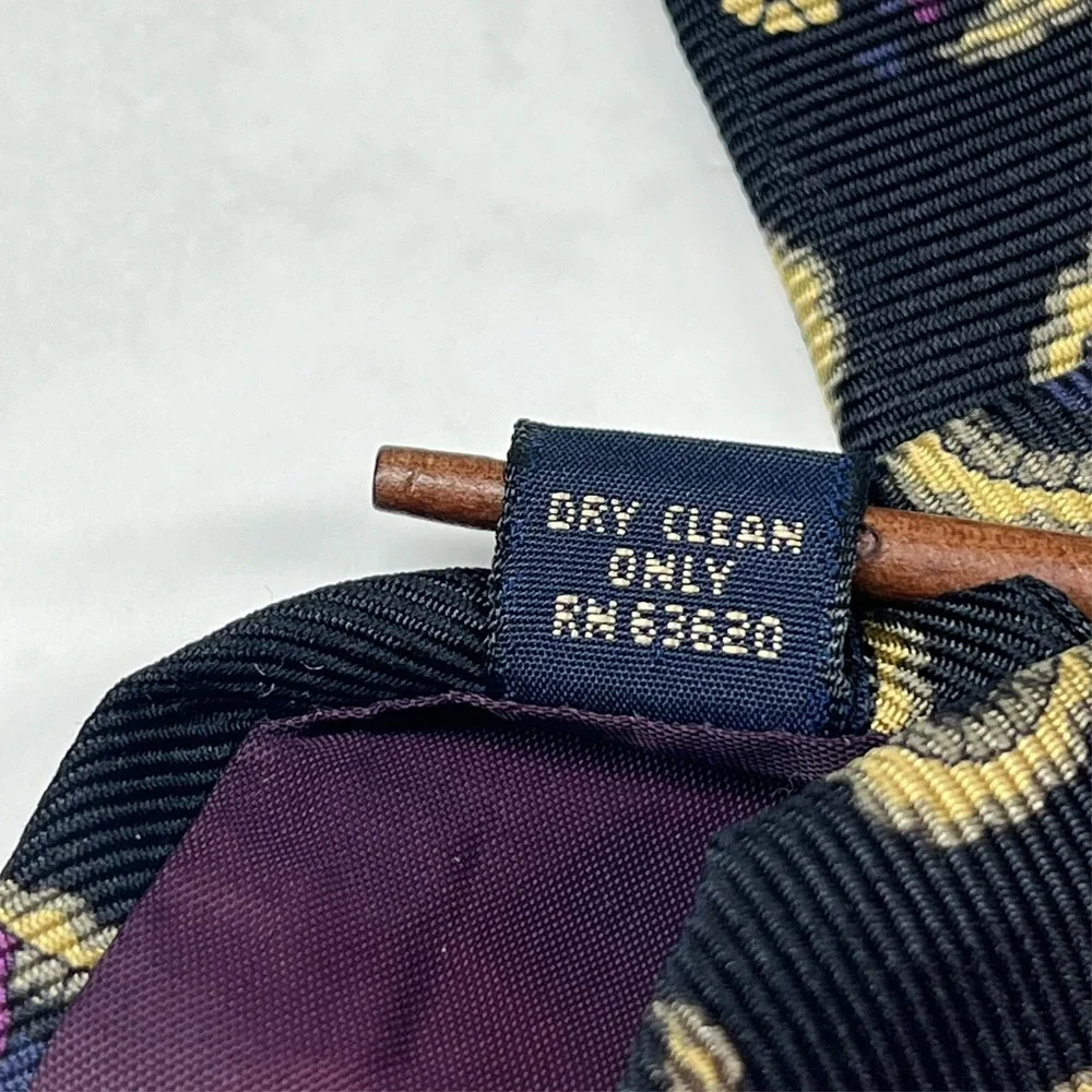 Gitman Bros Saks Fifth Ave Repp Silk Men's Necktie Paisley Black Purple USA‎